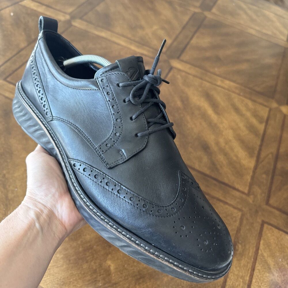 ECCO Black ST.1 Hybrid Wingtip Derby Shoes Men's Size EU46 12 US Business
